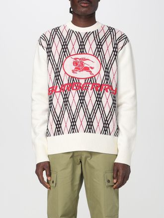 Burberry Maglia a girocollo in misto lana tartan con logo Burberry