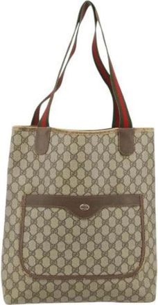 Gucci Pre-owned Tote Bag - Dames - Vintage Shopper - Beige - ONE Size - Leer - Vintage