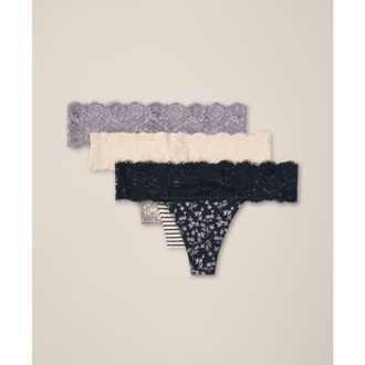 Pact Lace Waist Thong 3-Pack in Sandshell Haze at Nordstrom, Size Xx-Large