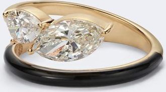 Kamyen Jewellery Emily 18kt gold and enamel ring with diamonds