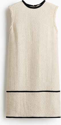 H&M Etuikleid aus Leinenmix - Hellbeige/Schwarz
