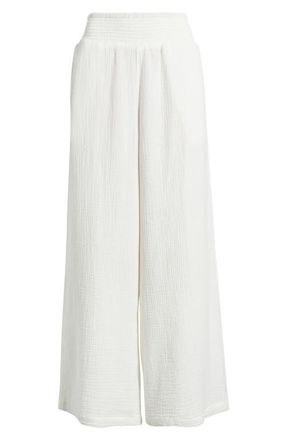 Billabong New Waves Smock Waist Cotton Gauze Pants in Stencil Wash at Nordstrom, Size X-Large