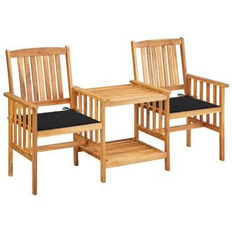 vidaXL Sillas Y Mesita De Jard&iacute;n Con Cojines Madera Maciza Acacia Vidaxl