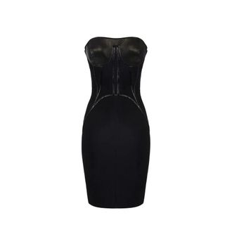 Elisabetta Franchi Jurk van neopreen met korsetdetails - Dames - Feestkleedjes - Zwart - M - Su&egrave;de - Kleedjes