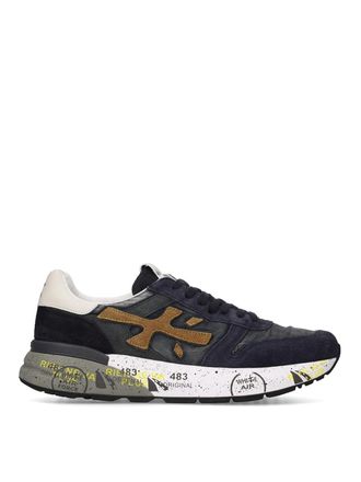 Premiata Blue Suede Sneakers With Orange Details
