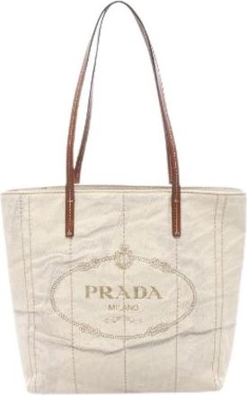 Prada Pre-owned Mistolino Vitel Tote Bag - Dames - Vintage Shopper - Beige - ONE Size - Leer - Vintage
