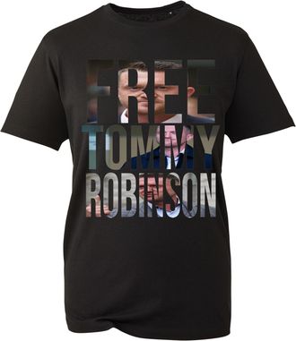 Generic Free Robinson Free Tommy Free Speech UK Justice Protest Mens T-Shirt Unisex Kids Adult top(Black, 2XL)