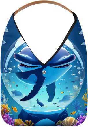 Generic Whale Crystal Ball Reusable Lightweight Grocery Bags - Foldable Into Compact Pouch, Washable & Sturdy, Multipurpose for Shopping and Travel