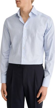 Eton Slim Fit Checked Shirt in Light Blue at Nordstrom, Size 17.5