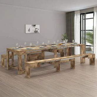 Dmora Dmora - Set Tavolo E Sedie Auditore, Composizione Multiuso, Set Con Consolle E 2 Panche Allungabili, 100% Made In Italy, 66x25h45 Cm, Acero