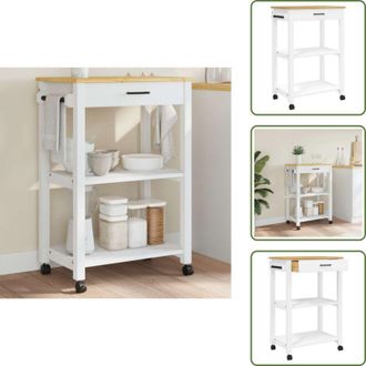 vidaXL Carrello da cucina vintage - vidaXL Carrello da Cucina MONZA 60x40x88,5 cm in Legno Massello di Pino - Carrello da cucina con ripiani