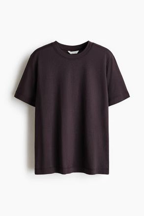 H&M Silk-blend T-shirt in Dark Brown at Nordstrom, Size X-Small