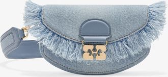 Ganni Blue Denim Apo-G Wallet on a Chain