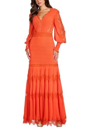 Tadashi Shoji Nyssa Bishop Sleeve Gown in Apricot at Nordstrom, Size 10