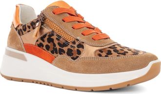 Ara Gardenia Wedge Sneaker in Nature Leopard/Biscuit/Poppy at Nordstrom, Size 10.5