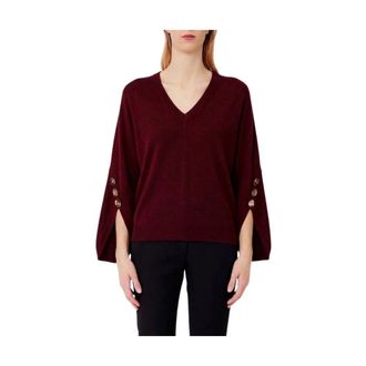 Liu Jo Cf 6092 Ms 99E V-hals Gebreid - Dames - V-hals truien - Rood - XS - Polyester - Truien & Vesten