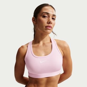 Nike Womens Swoosh Medium Support Padded Sports Bra in Pink | DX6821-663