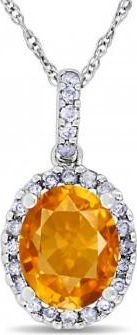 Allurez Citrine & Halo Diamond Pendant Necklace in 14k White Gold 2.00ct