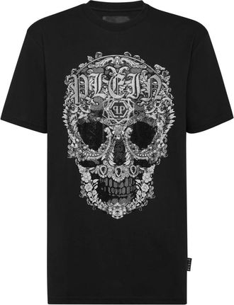 Philipp Plein T-shirt Ronde Hals SS Barokke Skull - Heren - T-shirts - Zwart - 3XL - Katoen - Tops