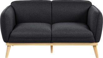 Beliani Sof&aacute; 2 Plazas Estilo Escandinavo Con Patas C&oacute;nicas De Madera Tapizado F&aacute;cil De Limpiar Negro Ljung