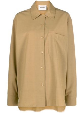 Nanushka Zijden blouse - Bruin