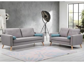 VENTE-UNIQUE.COM Sof&aacute; de 3+2 plazas tatum de tela - gris jaspeado