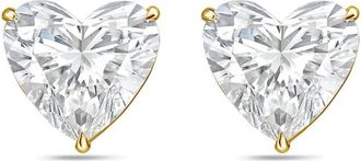 Diana M. Jewels 14Kt Yellow Gold 15.00 cts Lab Grown Heart shaped Diamond Studs