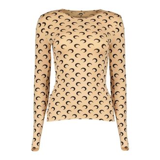 Marine Serre Tops, Dames, Beige, M, Jersey Moon Top