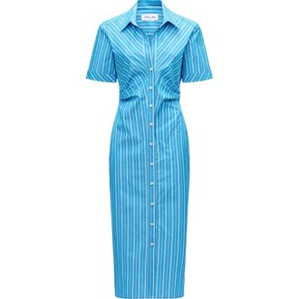 C&acirc;llas Milano Lou Fitted shirt dress in Blue Stripe at Nordstrom, Size 10