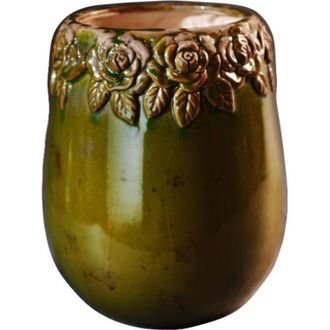 OEM Jarr&oacute;n De Cer&aacute;mica Decorado En Color Verde Musgo, 27 X 34,5 Cm
