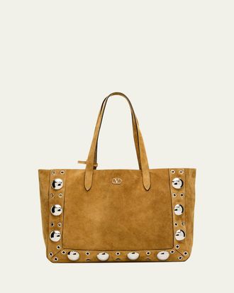 Valentino Garavani Mens Nellcote Large Studded Suede Tote Bag