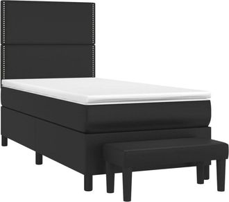 vidaXL Vidaxl - Cama Box Spring Con Colch&oacute;n Cuero Sint&eacute;tico Negro 90x190 Cm