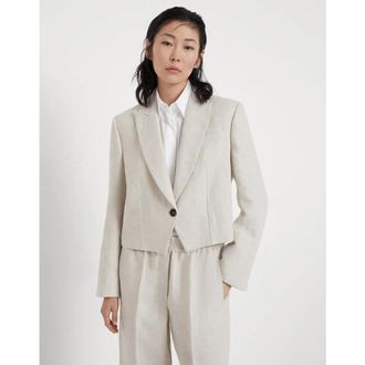 Brunello Cucinelli Light Beige Linen Blazer, Brand Size 44 (US Size 10)