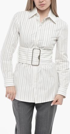 Burberry Camicia Slim Fit in Cotone a Righe con Maxi Cintura Burberry