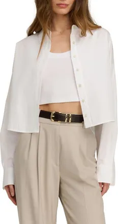 Favorite Daughter The Crop Ex Boyfriend Button-Up Shirt in White at Nordstrom, Size Medium