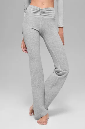 Alo Alosoft Intuition High-Waist Bootcut Leggings in Athletic Heather Grey, Size: Medium