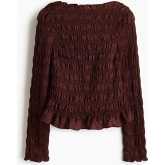 H&M Smocked Top in Rust Brown at Nordstrom, Size Xx-Small