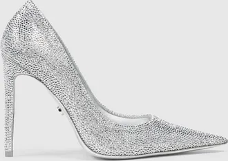 Gucci Womens Donna Crystal Pump, Silver, Metal