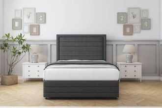 Comfort Beds Anna Dumfries Divan Set 2 Drawers-54 Headboard-Footboard in Dark Grey | Size: Super King