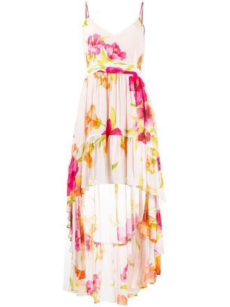 Twin-Set floral print high low dress - women - Polyester/Viscose - 42 - White