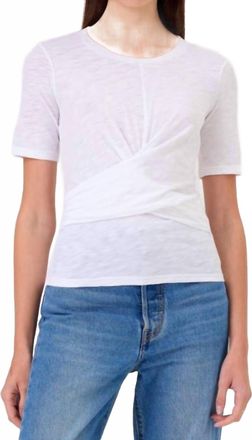 Goldie London Short Sleeve Tie Front Wrap Tee In White