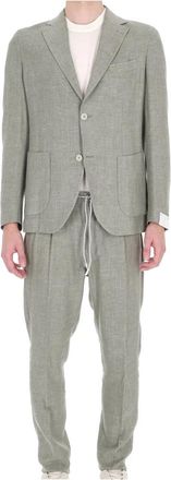 Eleventy Single-breasted Suit - Heren - Business pakken - Groen - XL - Wol - Kostuums