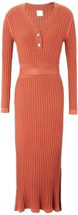 8 by YOOX KNIT L/SLEEVE BELTED MIDI SHIRT DRESS