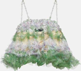 Susan Fang Embellished tulle crop top