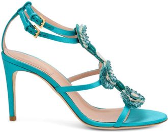 Alberta Ferretti Sandaletten met pailletten - Dames - Sandalen met hakken - Blauw - 36 EU - Pailletten - Schoenen