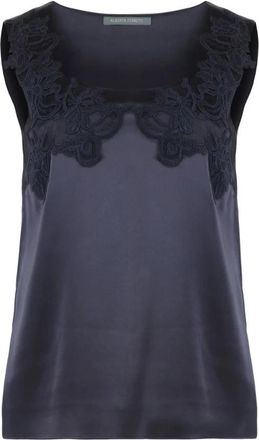 Alberta Ferretti Satijnen Tanktop - Dames - Tops zonder mouwen - Blauw - XL - Satijn - Tops