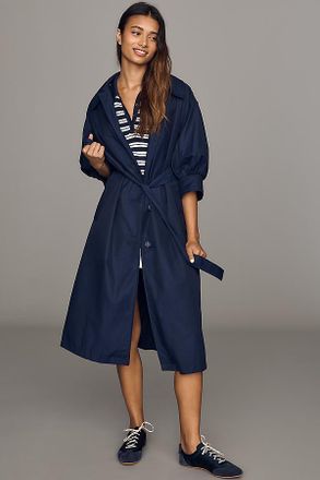 Maeve Crop-Sleeve Trench Coat Jacket