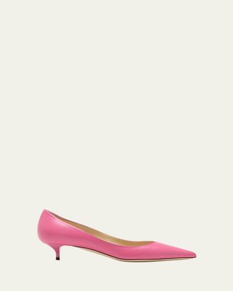 Jimmy Choo London Amelia Leather Kitten-Heel Pumps
