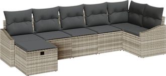 vidaXL Vidaxl - Garden Sofa Set 7 pcs Light grey 55 x 62 x 69 cm Poly rattan