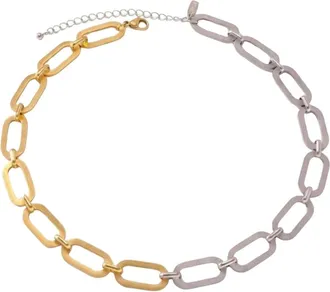 Dansk Copenhagen Accessoires, Dames, Veelkleurig, ONE Size, Selma Waterproof 18K Gold Plated Duo Tone Necklace - Brushed/Sanded Stainless Steel
